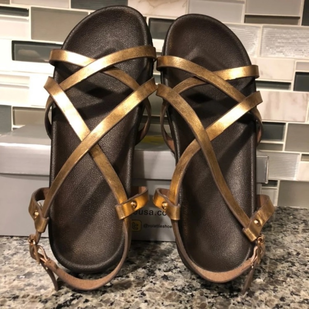 Volatile Rose Gold Sandals, size 7